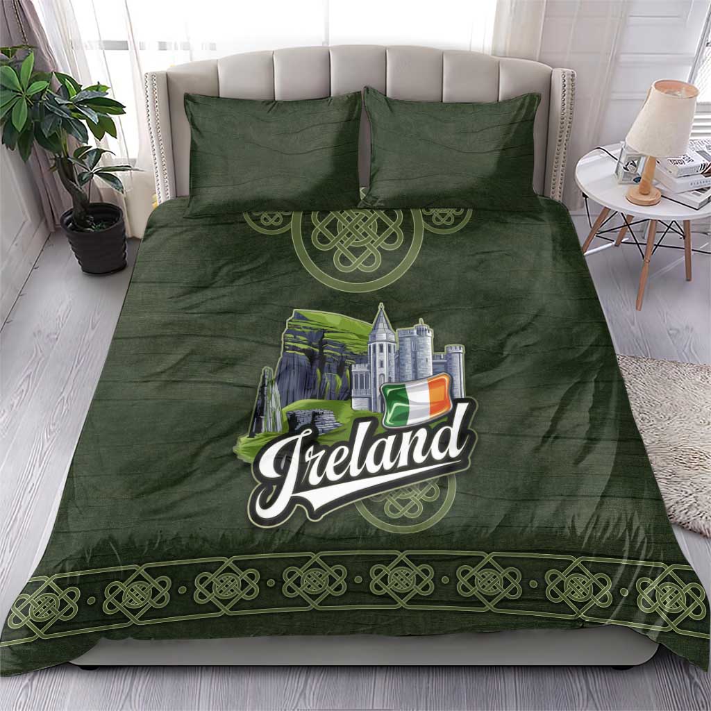 Celtic Ireland Bedding Set with Irish Flag Castle and Knotwork Design
