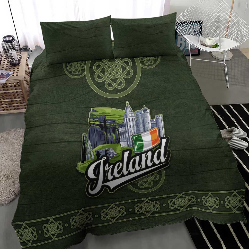 Celtic Ireland Bedding Set with Irish Flag Castle and Knotwork Design