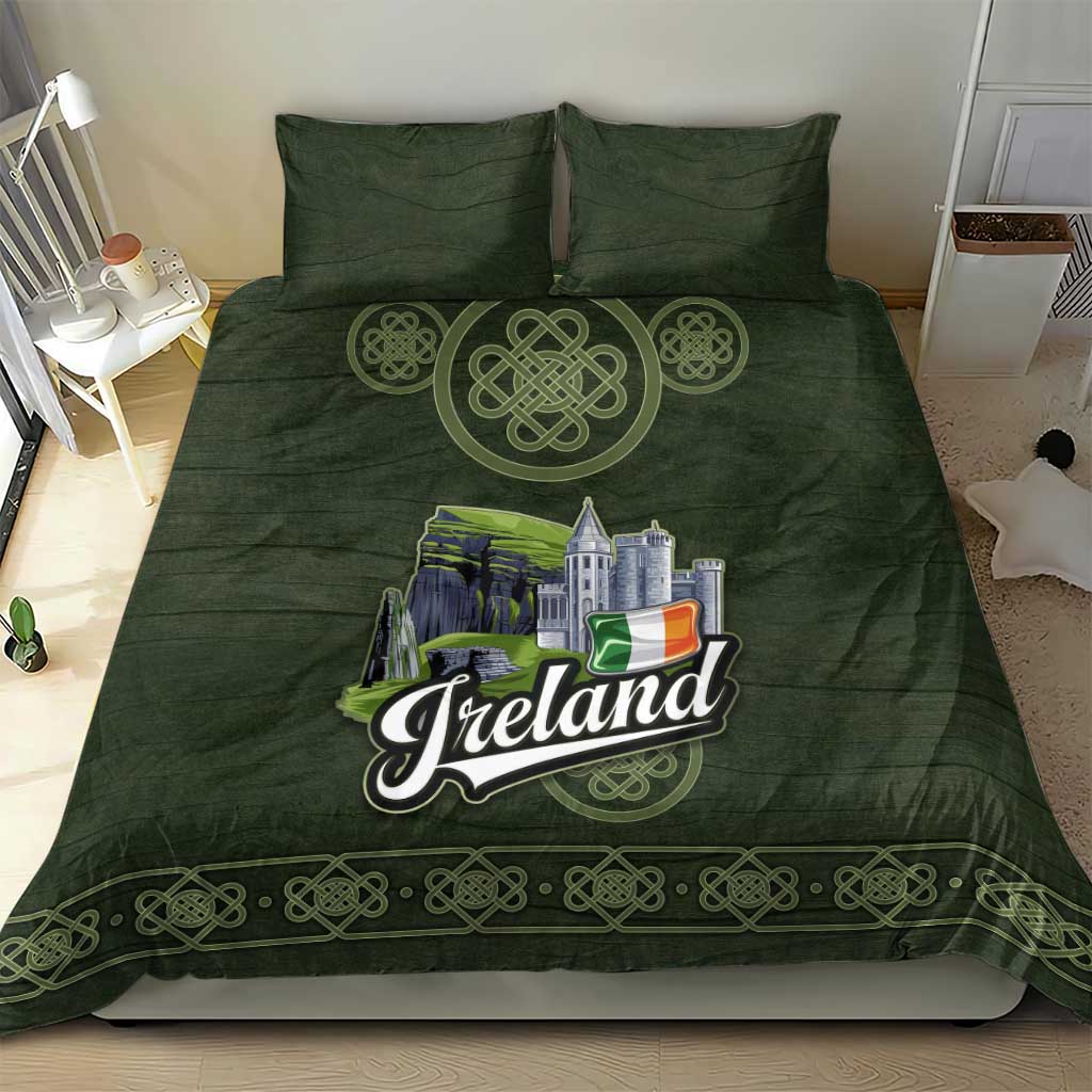Celtic Ireland Bedding Set with Irish Flag Castle and Knotwork Design