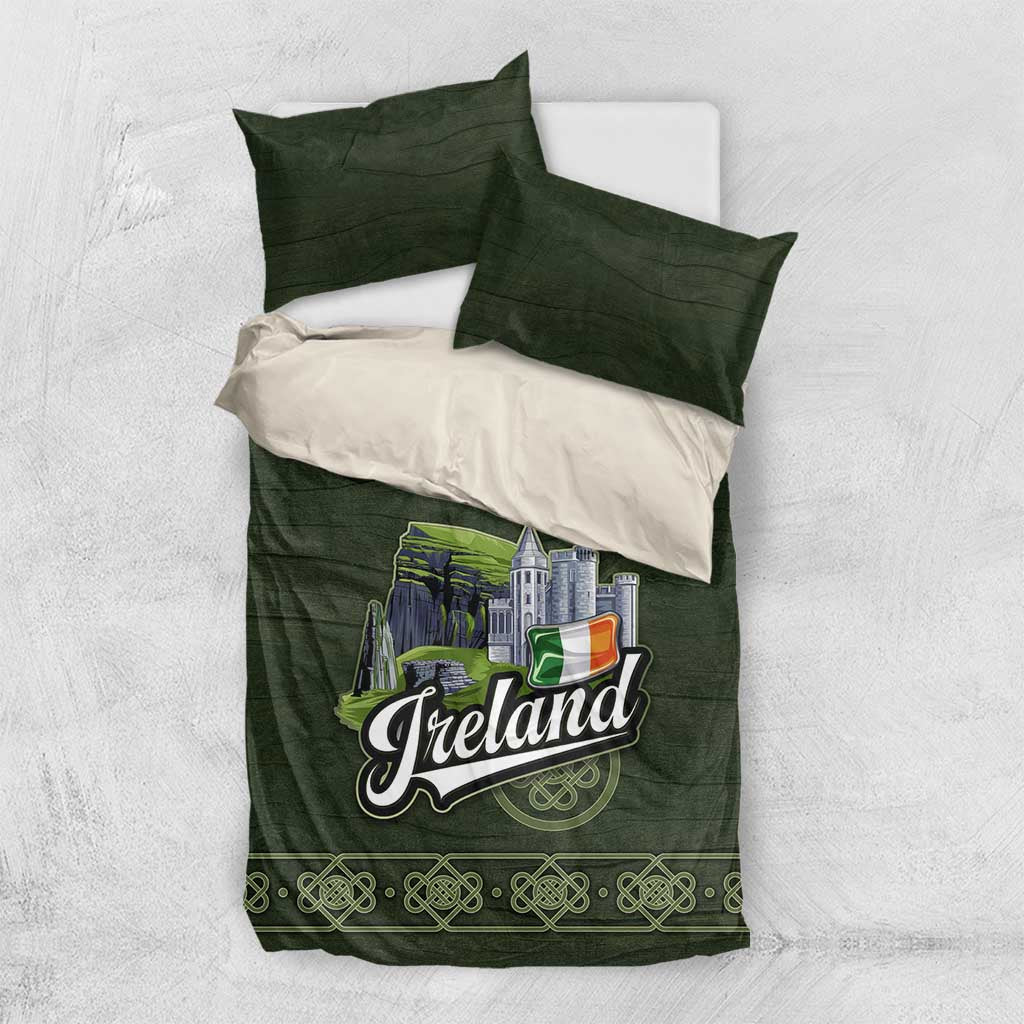 Celtic Ireland Bedding Set with Irish Flag Castle and Knotwork Design