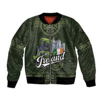 Celtic Ireland Bomber Jacket with Irish Flag Castle and Knotwork Design
