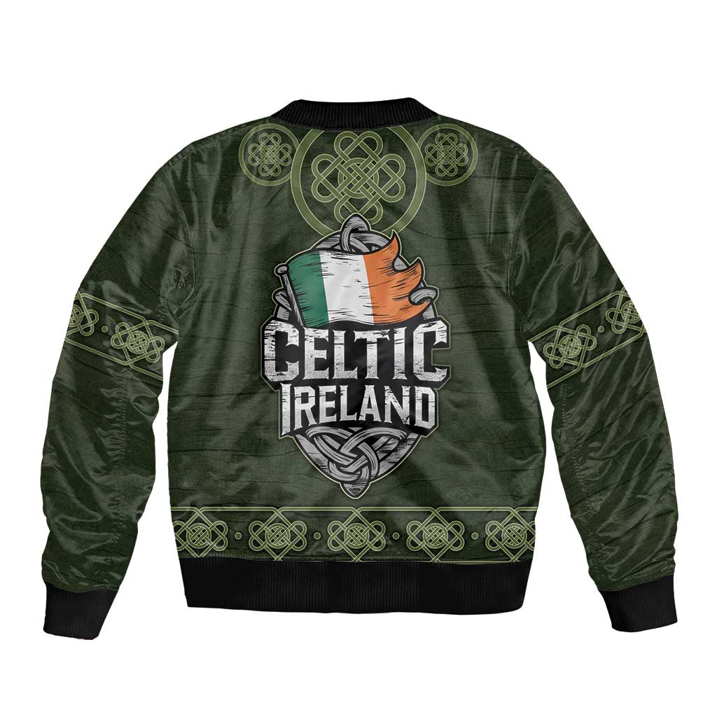 Celtic Ireland Bomber Jacket with Irish Flag Castle and Knotwork Design