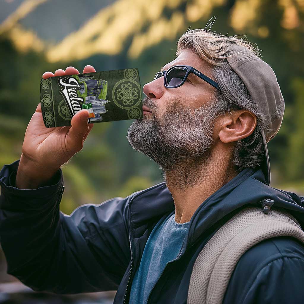 Celtic Ireland 4 in 1 Can Cooler Tumbler with Irish Flag Castle and Knotwork Design
