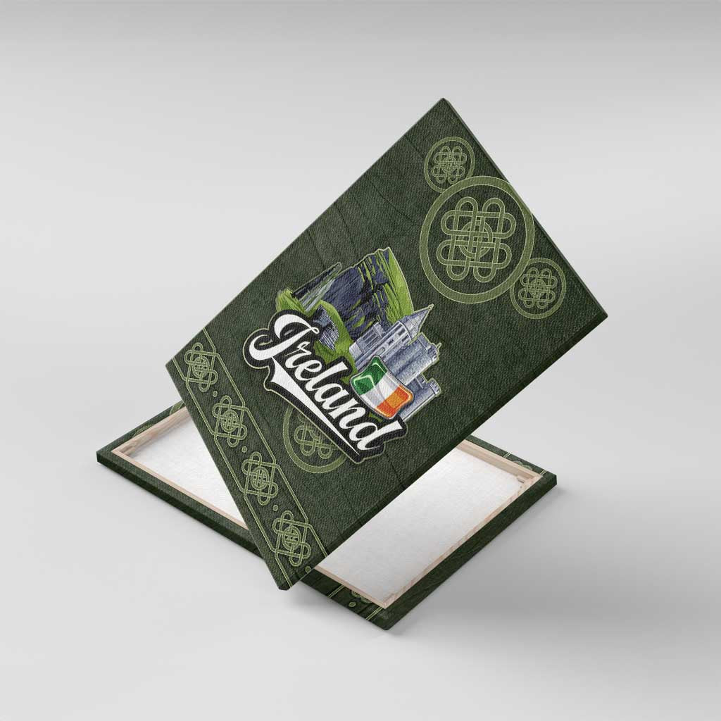 Celtic Ireland Canvas Wall Art with Irish Flag Castle and Knotwork Design