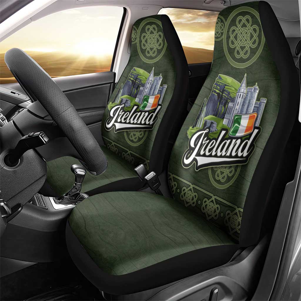 Celtic Ireland Car Seat Cover with Irish Flag Castle and Knotwork Design