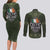 Celtic Ireland Couples Matching Long Sleeve Bodycon Dress and Long Sleeve Button Shirt with Irish Flag Castle and Knotwork Design