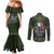 Celtic Ireland Couples Matching Mermaid Dress and Long Sleeve Button Shirt with Irish Flag Castle and Knotwork Design