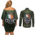 Celtic Ireland Couples Matching Off Shoulder Short Dress and Long Sleeve Button Shirt with Irish Flag Castle and Knotwork Design