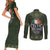 Celtic Ireland Couples Matching Short Sleeve Bodycon Dress and Long Sleeve Button Shirt with Irish Flag Castle and Knotwork Design