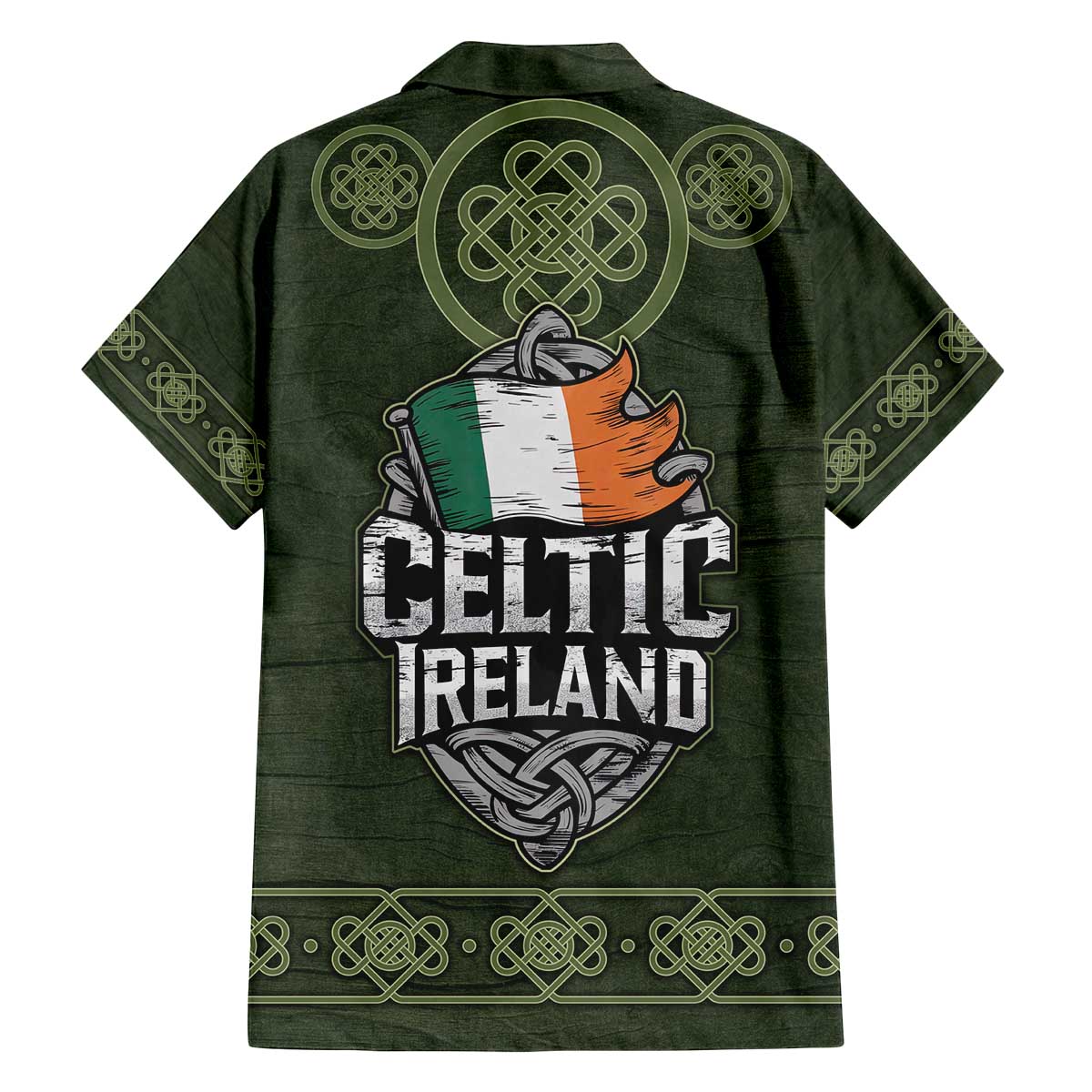 Celtic Ireland Family Matching Off The Shoulder Long Sleeve Dress and Hawaiian Shirt with Irish Flag Castle and Knotwork Design