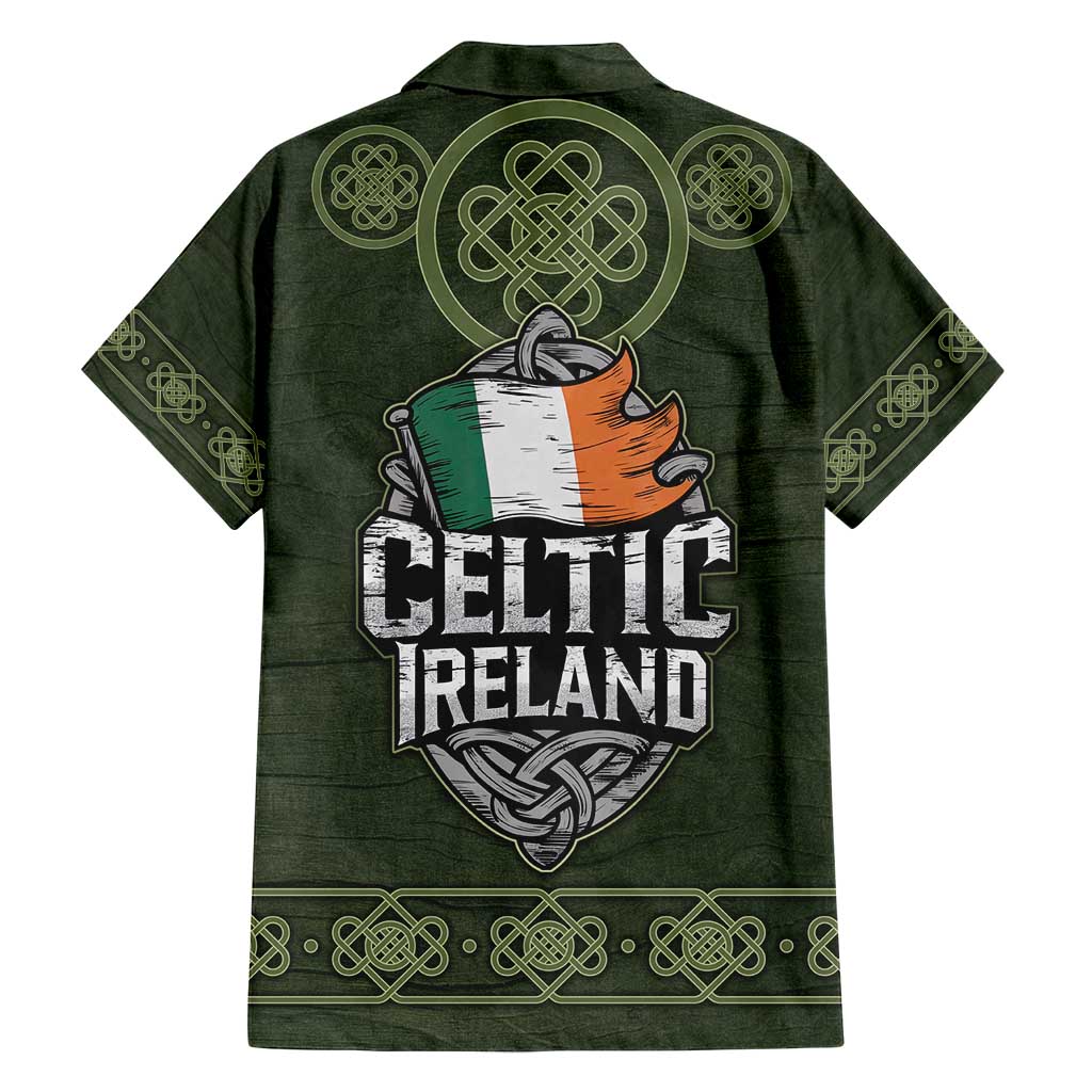 Celtic Ireland Family Matching Off Shoulder Maxi Dress and Hawaiian Shirt with Irish Flag Castle and Knotwork Design