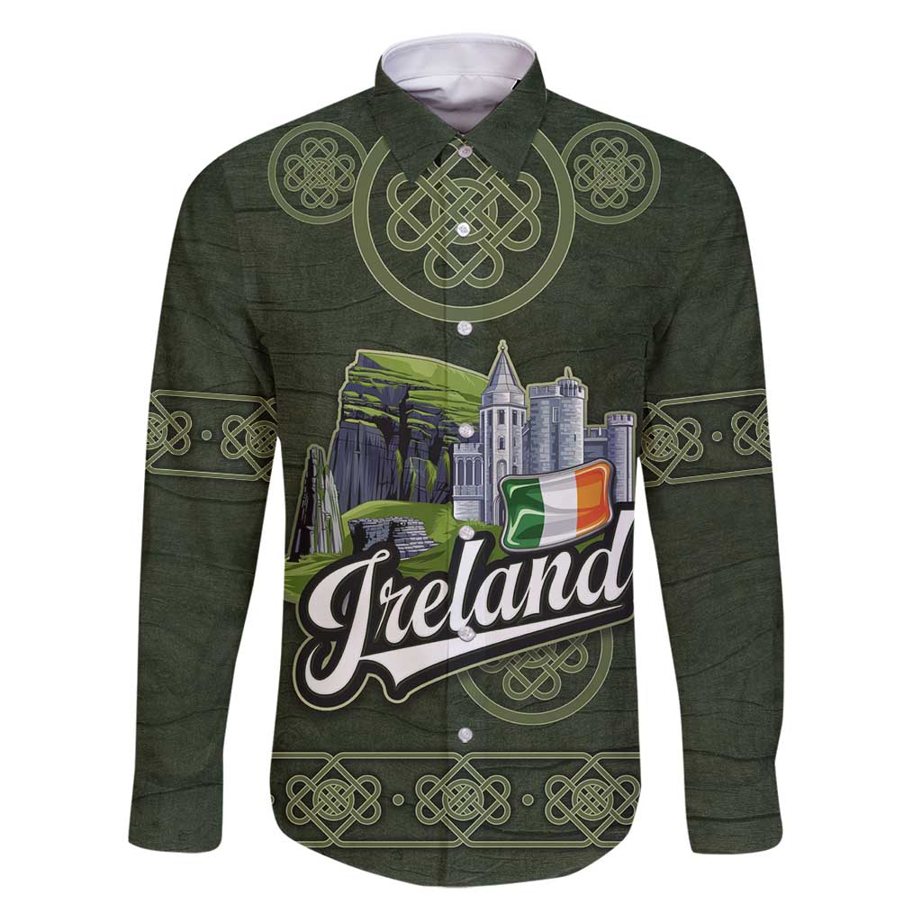 Celtic Ireland Family Matching Puletasi and Hawaiian Shirt with Irish Flag Castle and Knotwork Design