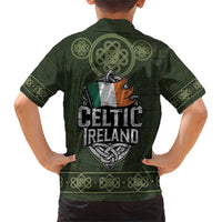 Celtic Ireland Family Matching Short Sleeve Bodycon Dress and Hawaiian Shirt with Irish Flag Castle and Knotwork Design