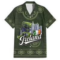 Celtic Ireland Family Matching Short Sleeve Bodycon Dress and Hawaiian Shirt with Irish Flag Castle and Knotwork Design