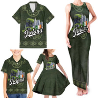 Celtic Ireland Family Matching Tank Maxi Dress and Hawaiian Shirt with Irish Flag Castle and Knotwork Design
