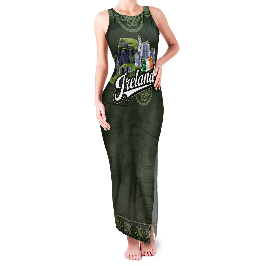 Celtic Ireland Family Matching Tank Maxi Dress and Hawaiian Shirt with Irish Flag Castle and Knotwork Design