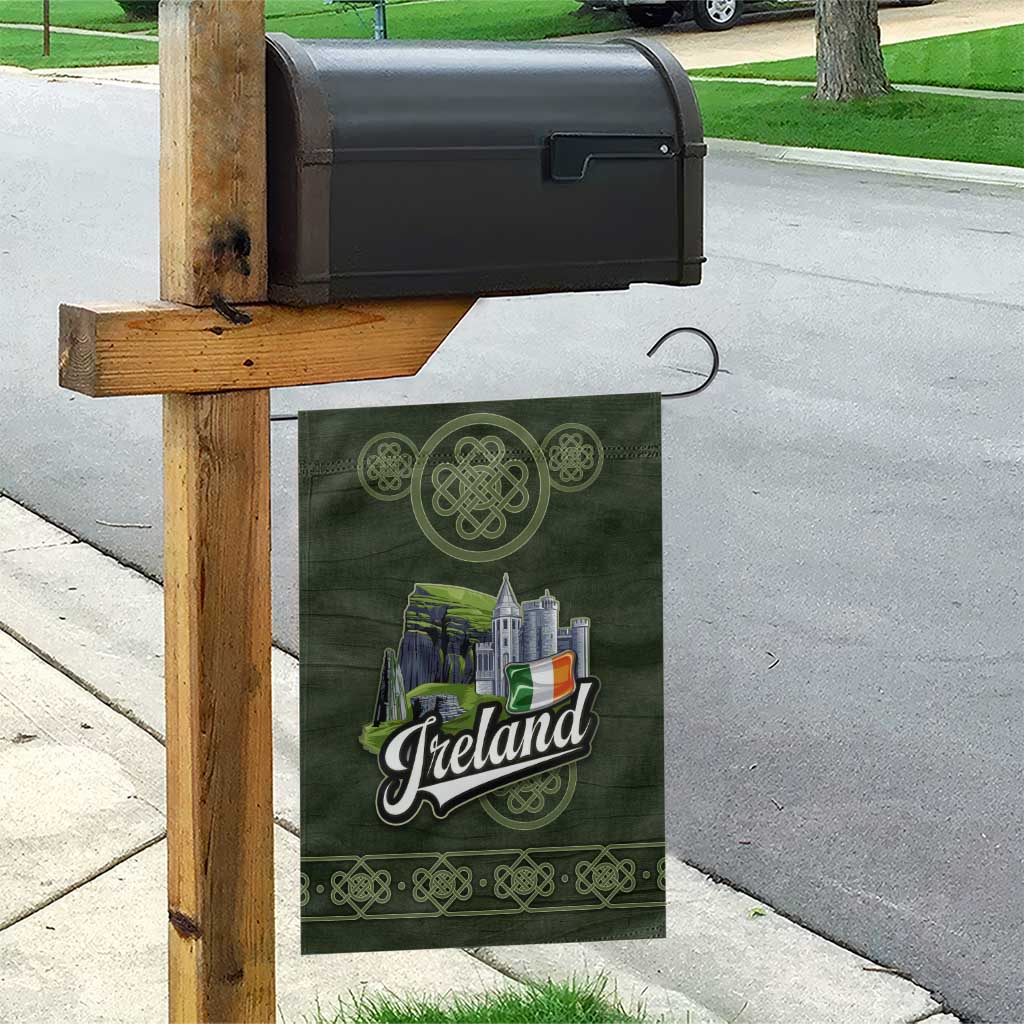 Celtic Ireland Garden Flag with Irish Flag Castle and Knotwork Design