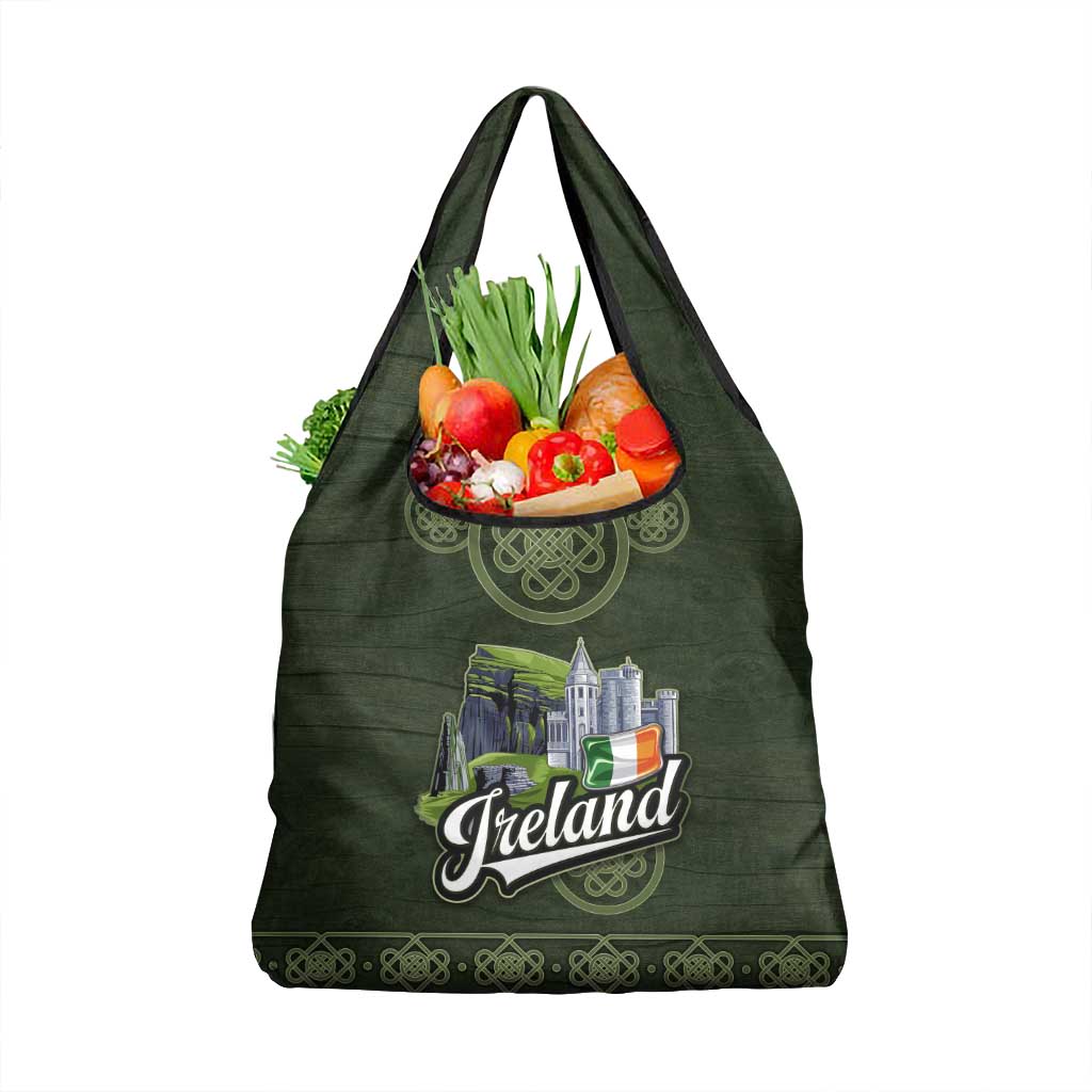 Celtic Ireland Grocery Bag with Irish Flag Castle and Knotwork Design
