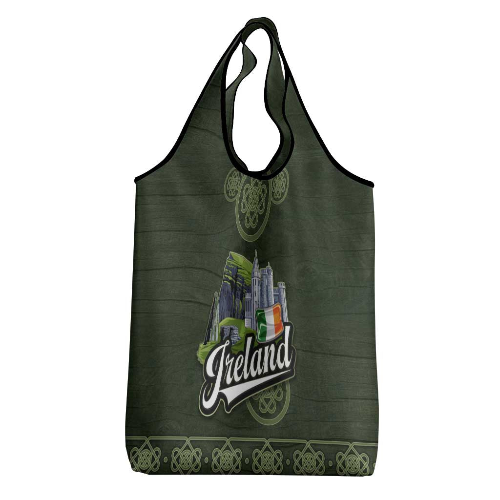 Celtic Ireland Grocery Bag with Irish Flag Castle and Knotwork Design
