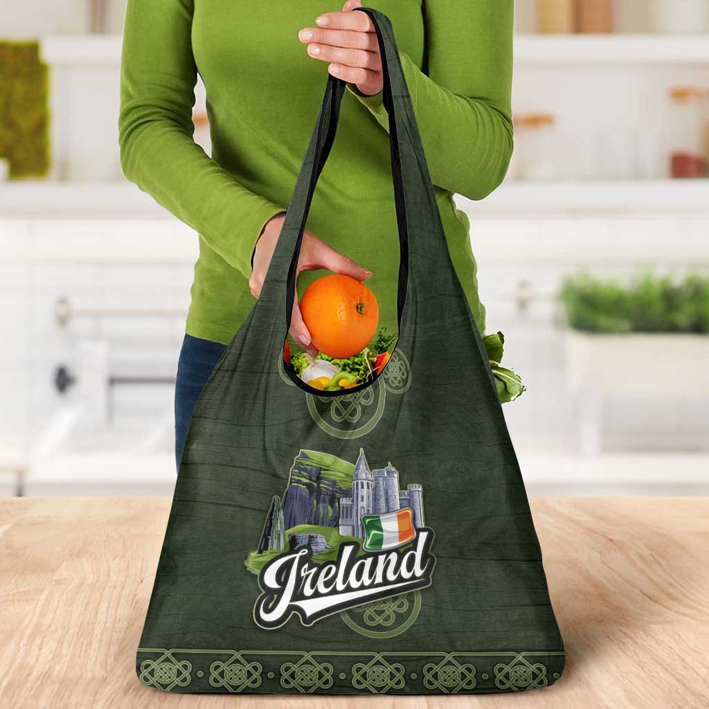 Celtic Ireland Grocery Bag with Irish Flag Castle and Knotwork Design