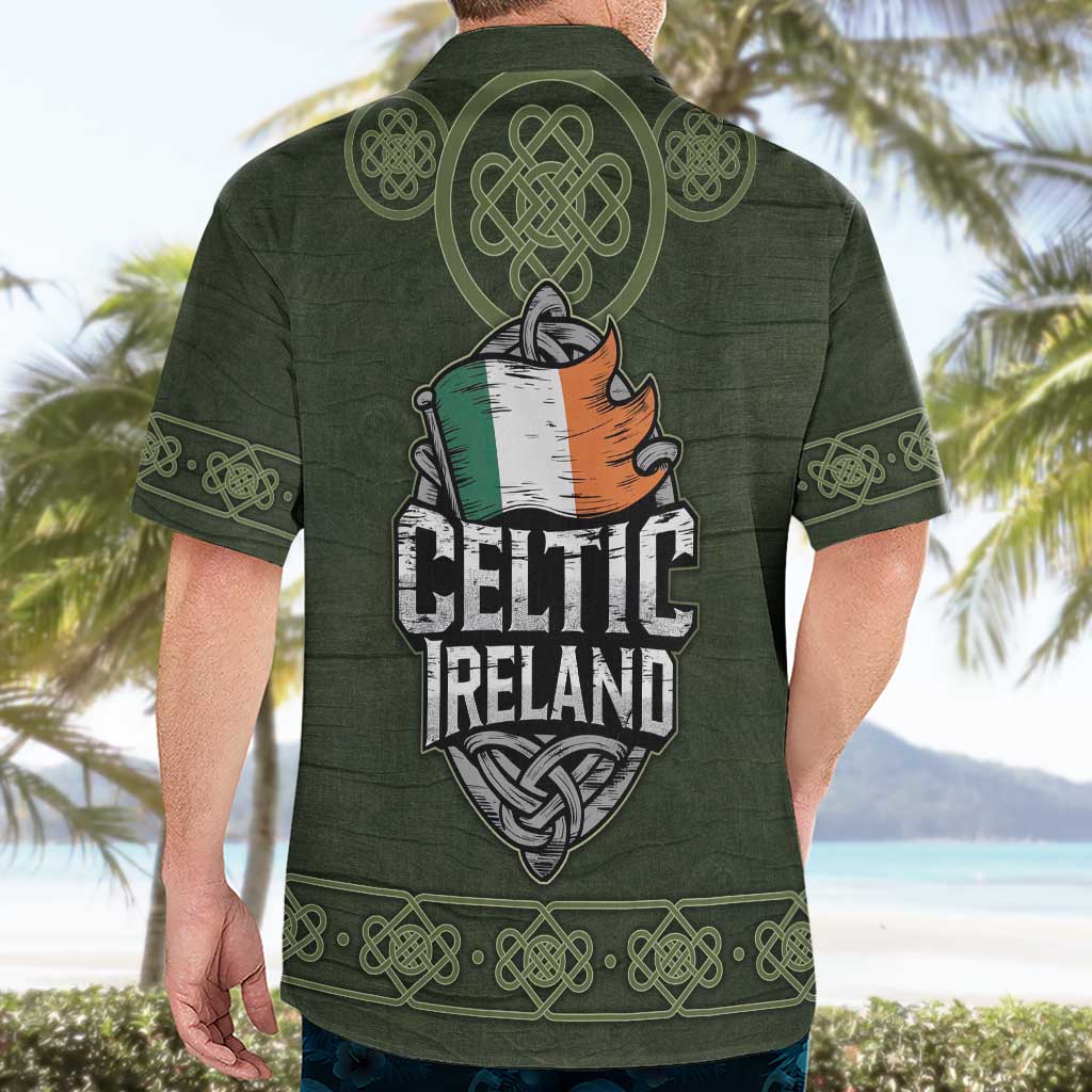 Celtic Ireland Hawaiian Shirt with Irish Flag Castle and Knotwork Design