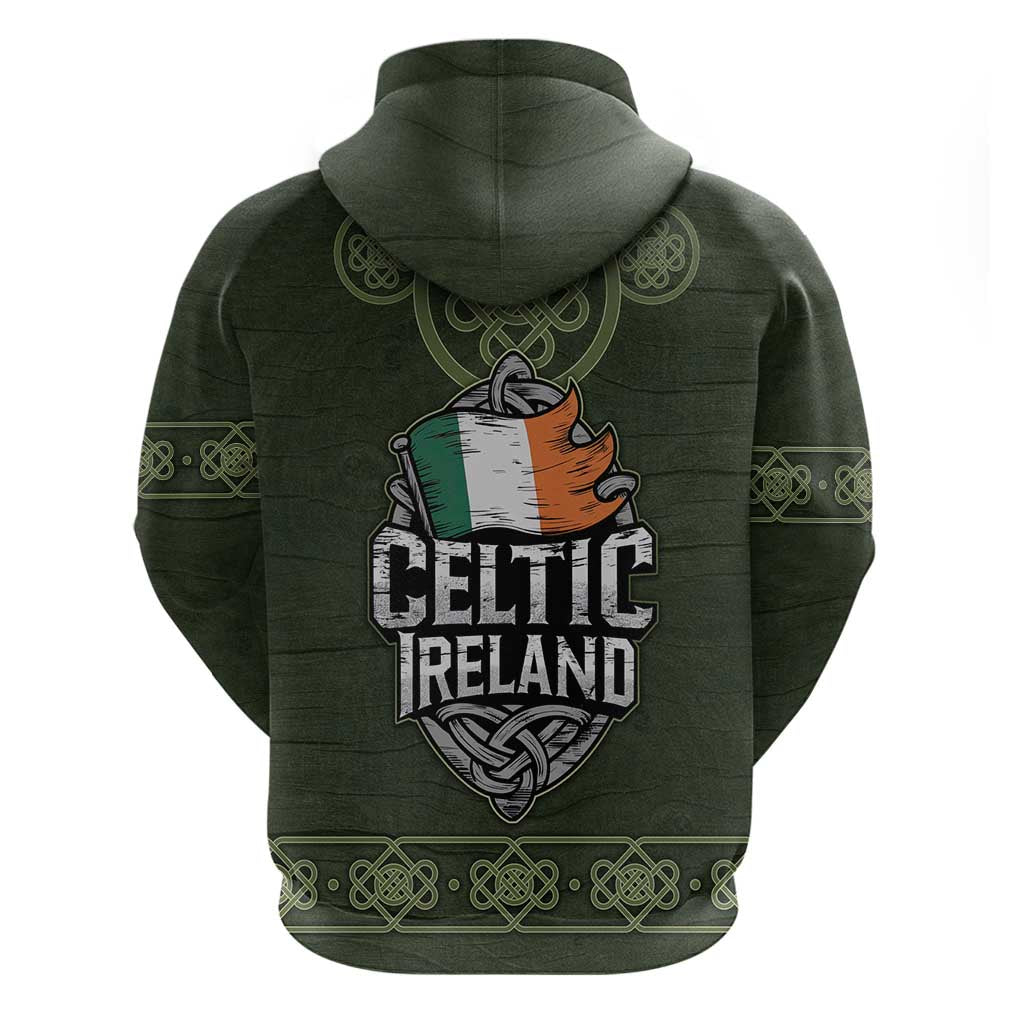 Celtic Ireland Hoodie with Irish Flag Castle and Knotwork Design