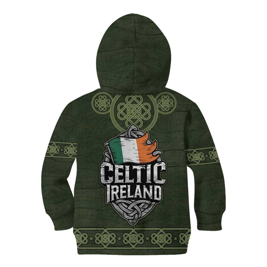 Celtic Ireland Kid Hoodie with Irish Flag Castle and Knotwork Design