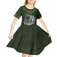 Celtic Ireland Kid Short Sleeve Dress with Irish Flag Castle and Knotwork Design