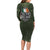Celtic Ireland Long Sleeve Bodycon Dress with Irish Flag Castle and Knotwork Design