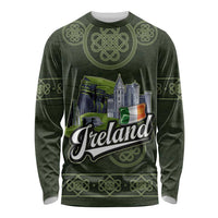 Celtic Ireland Long Sleeve Shirt with Irish Flag Castle and Knotwork Design