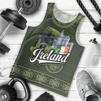 Celtic Ireland Men Tank Top with Irish Flag Castle and Knotwork Design