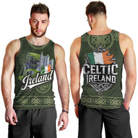 Celtic Ireland Men Tank Top with Irish Flag Castle and Knotwork Design