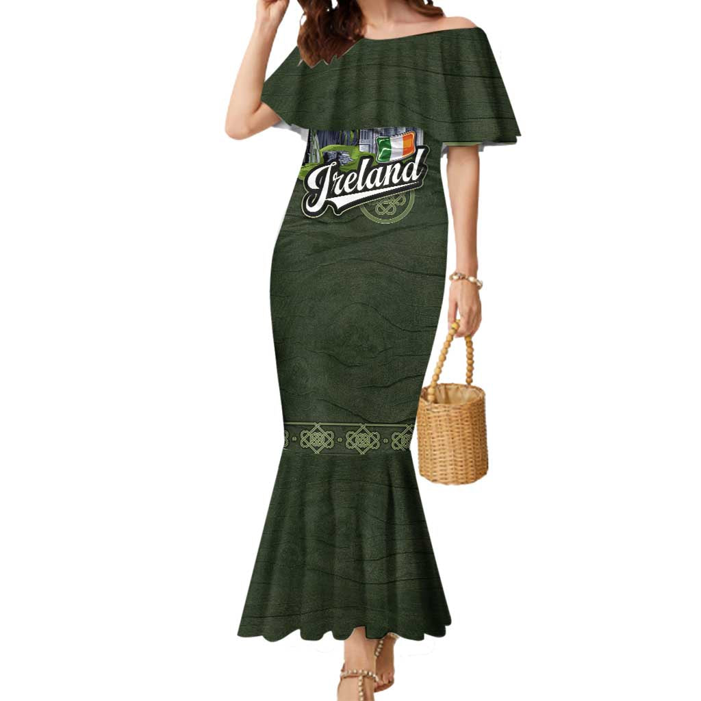 Celtic Ireland Mermaid Dress with Irish Flag Castle and Knotwork Design