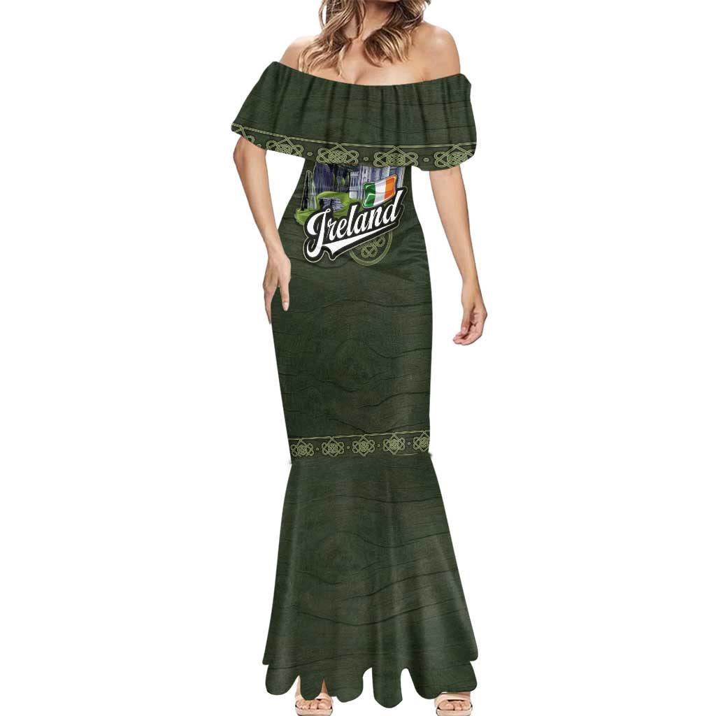Celtic Ireland Mermaid Dress with Irish Flag Castle and Knotwork Design