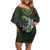 Celtic Ireland Off Shoulder Short Dress with Irish Flag Castle and Knotwork Design