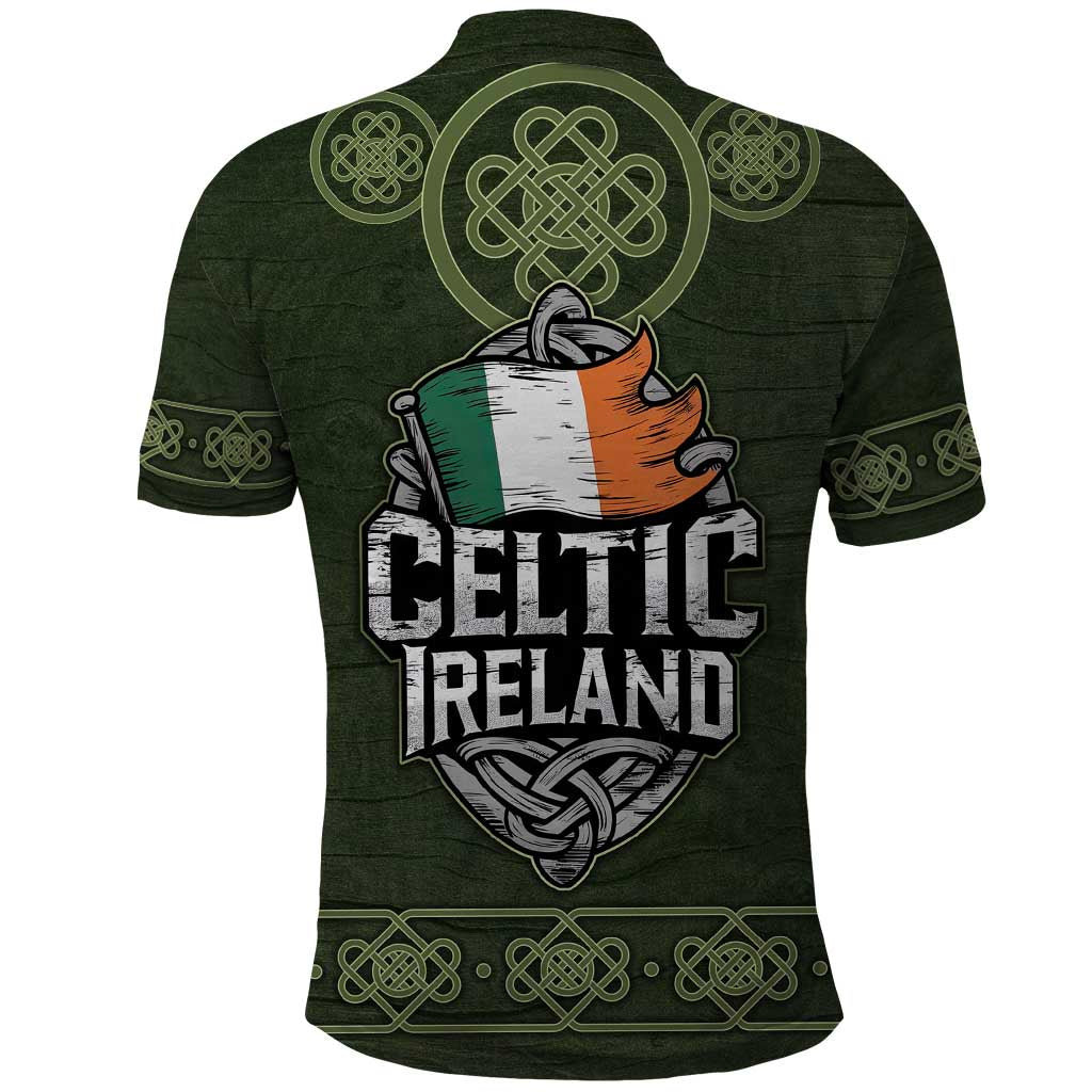 Celtic Ireland Polo Shirt with Irish Flag Castle and Knotwork Design