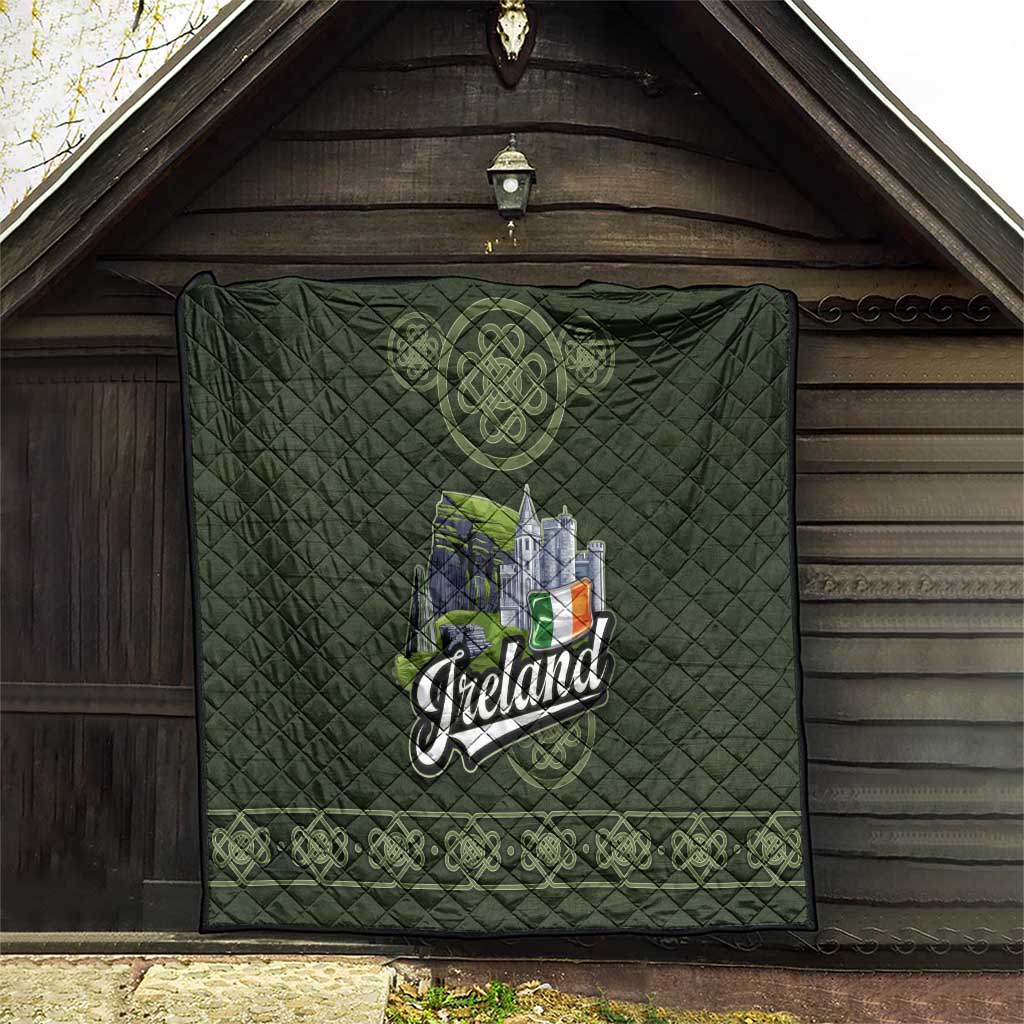 Celtic Ireland Quilt with Irish Flag Castle and Knotwork Design