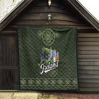 Celtic Ireland Quilt with Irish Flag Castle and Knotwork Design