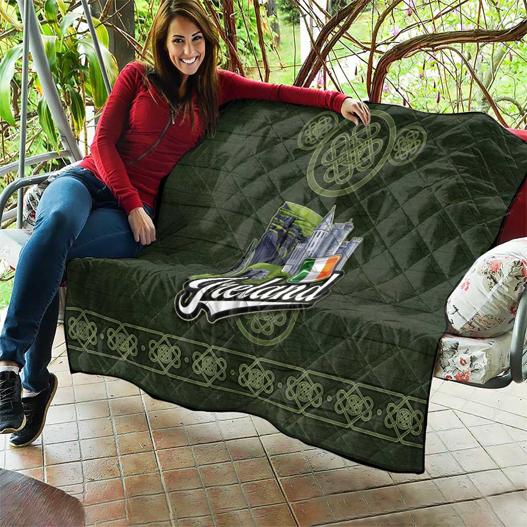 Celtic Ireland Quilt with Irish Flag Castle and Knotwork Design