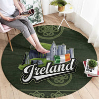 Celtic Ireland Round Carpet with Irish Flag Castle and Knotwork Design