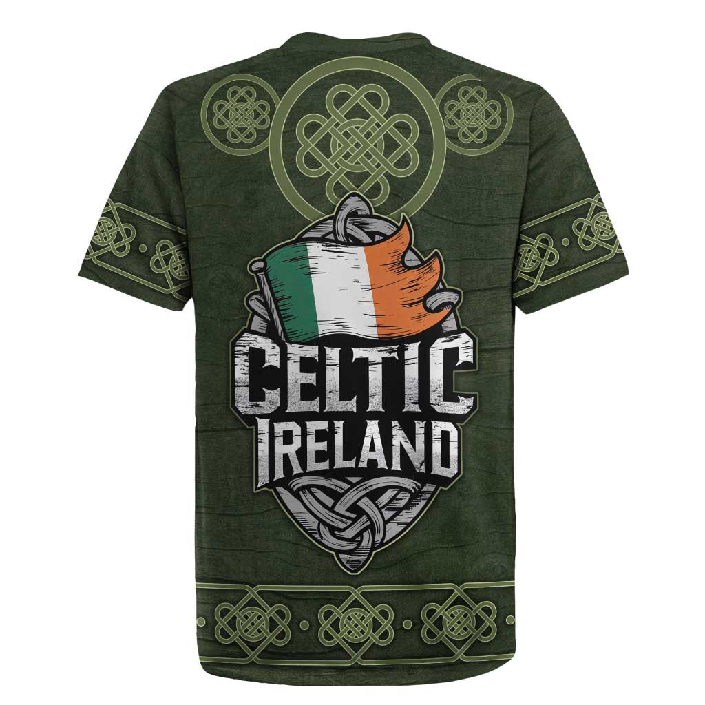 Celtic Ireland Rugby Jersey with Irish Flag Castle and Knotwork Design