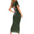 Celtic Ireland Short Sleeve Bodycon Dress with Irish Flag Castle and Knotwork Design