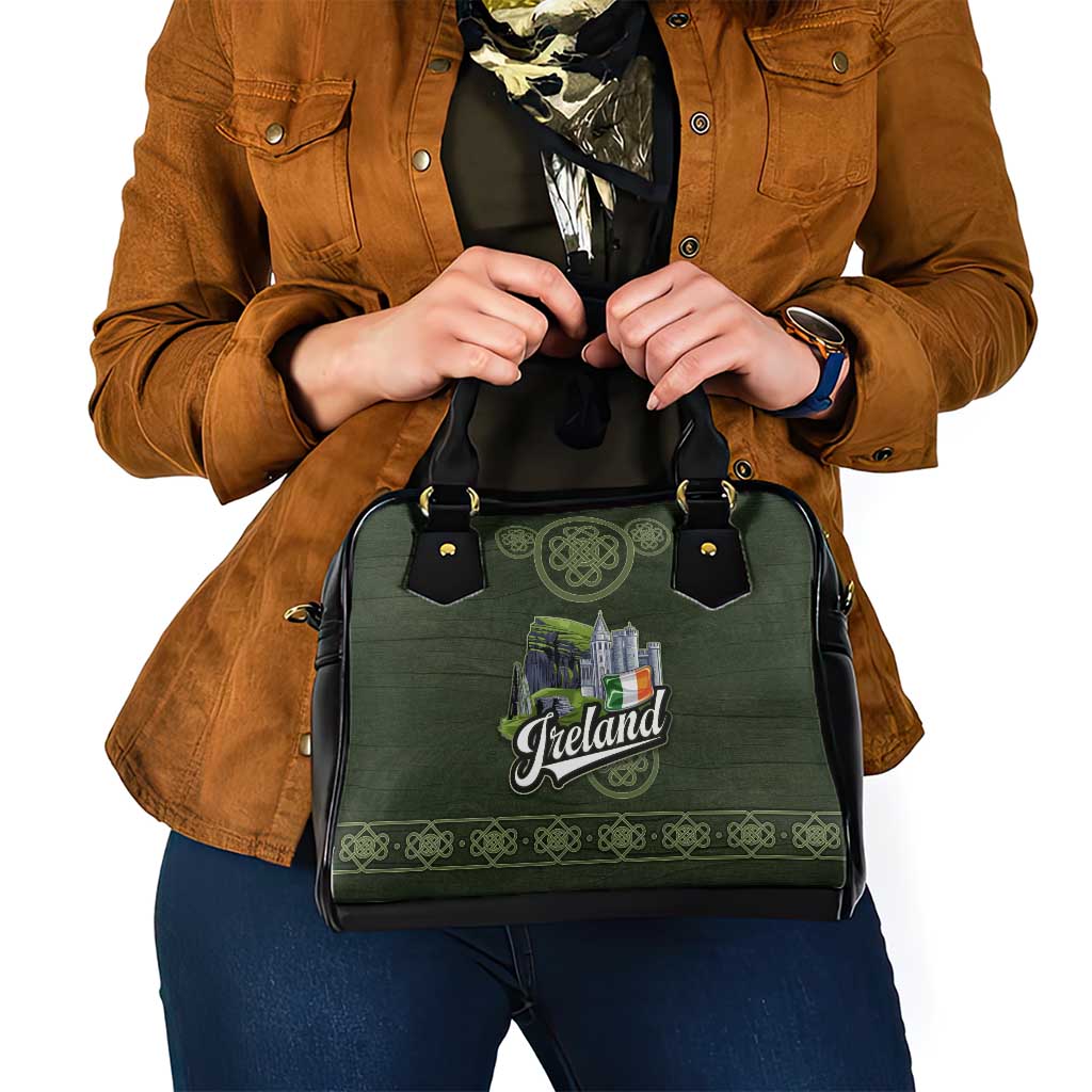 Celtic Ireland Shoulder Handbag with Irish Flag Castle and Knotwork Design