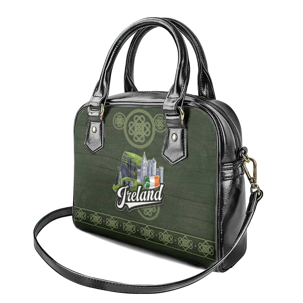 Celtic Ireland Shoulder Handbag with Irish Flag Castle and Knotwork Design