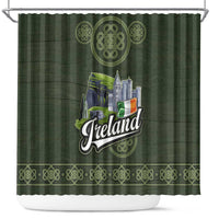 Celtic Ireland Shower Curtain with Irish Flag Castle and Knotwork Design