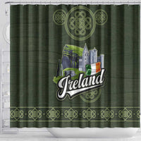 Celtic Ireland Shower Curtain with Irish Flag Castle and Knotwork Design