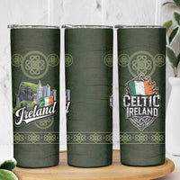 Celtic Ireland Skinny Tumbler with Irish Flag Castle and Knotwork Design