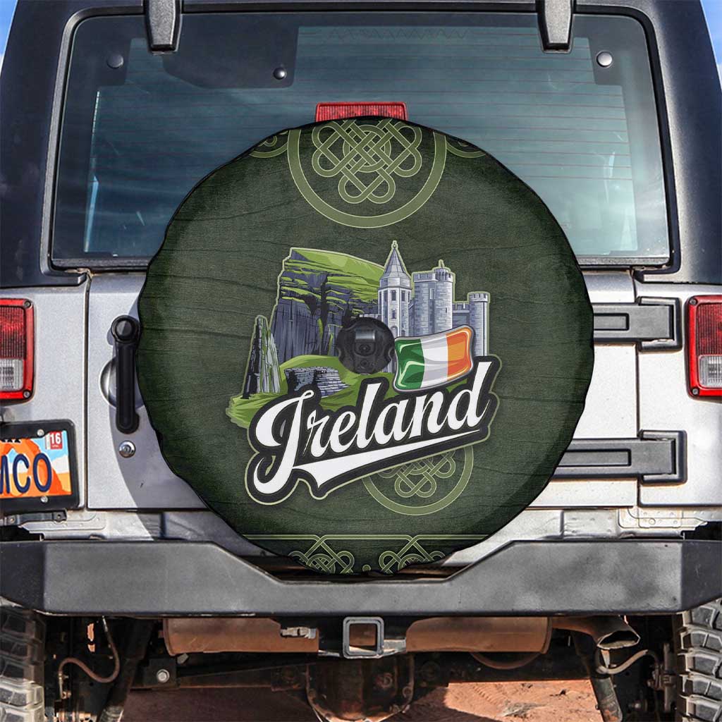 Celtic Ireland Spare Tire Cover with Irish Flag Castle and Knotwork Design