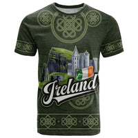 Celtic Ireland T Shirt with Irish Flag Castle and Knotwork Design