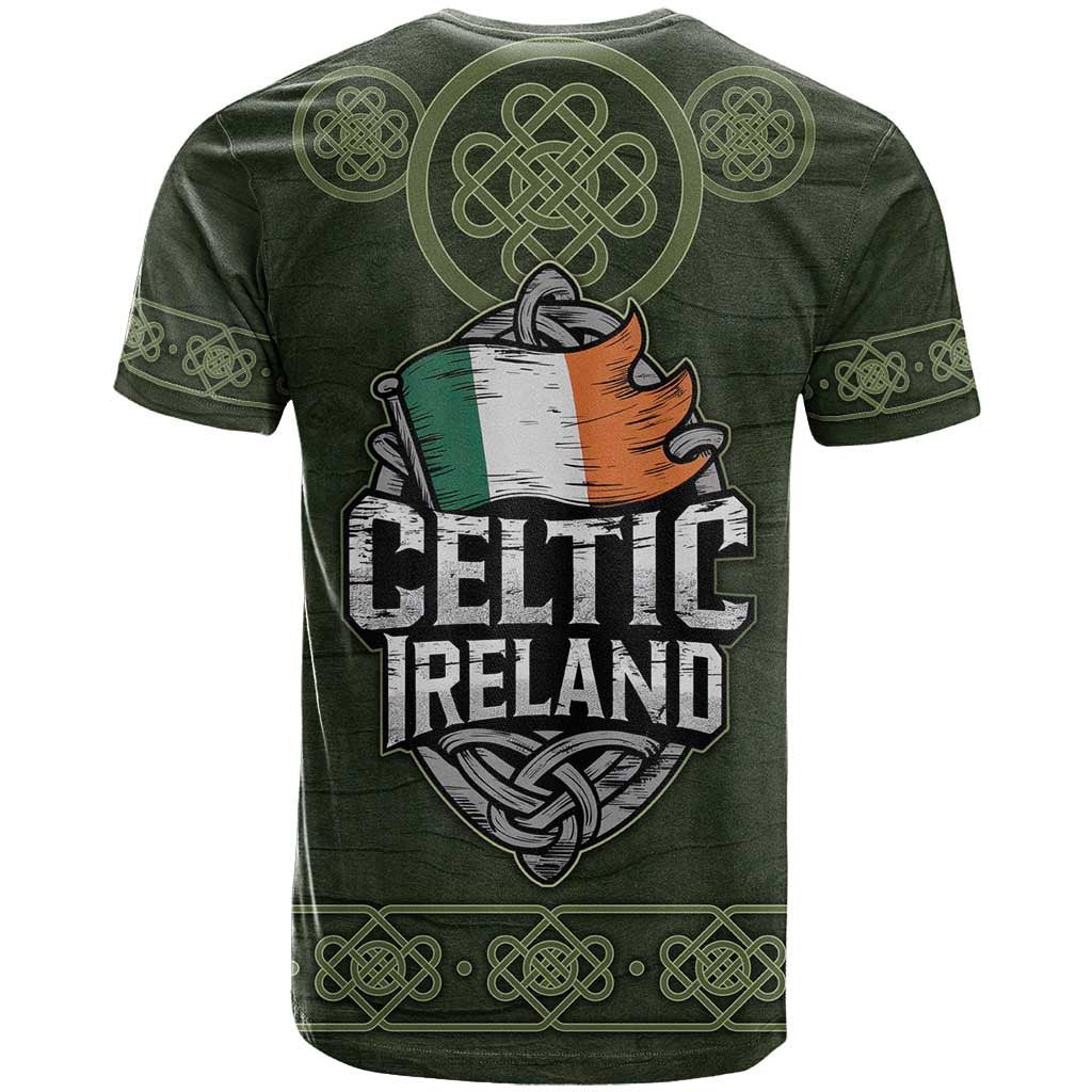 Celtic Ireland T Shirt with Irish Flag Castle and Knotwork Design